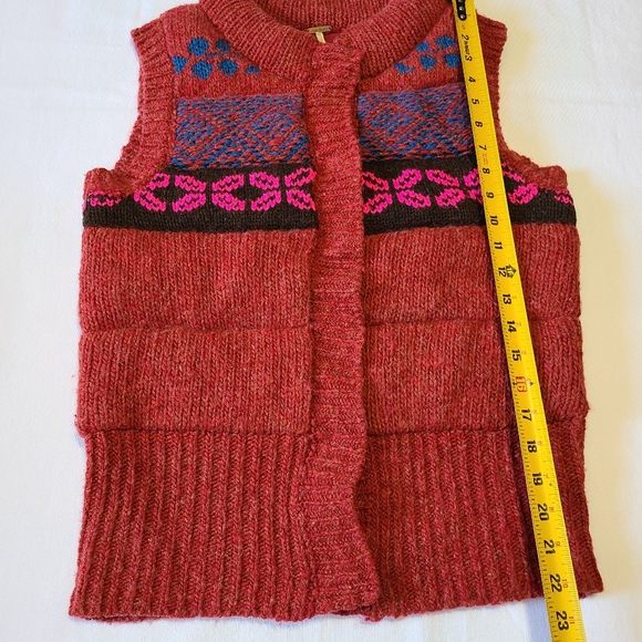 Free People Women's Fair Isle Wool Blend Sweater Vest sz M - Picture 3 of 7